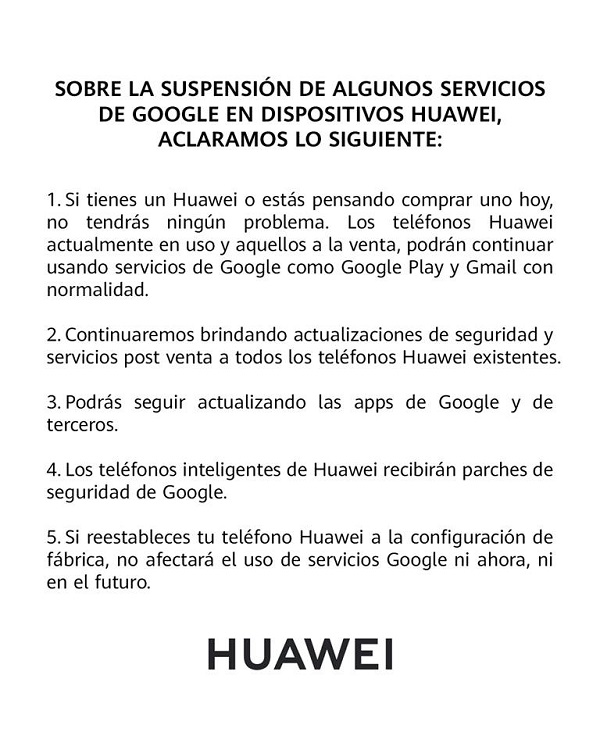 Es momento de hablar, Huawei, Comunicado Huawei Mobile Mexico 22 de mayo