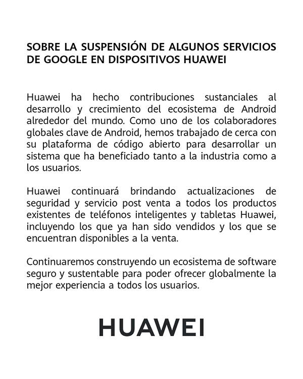 Es momento de hablar, Huawei, Comunicado Huawei Mobile Mexico