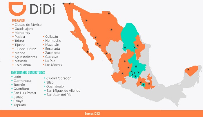 Presencia de DiDi en México