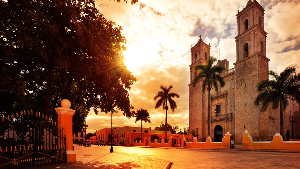 Foto del atardecer en Valladolid en Yucatán