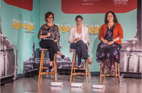 Silvia Singer, Directora General del MIDE, Museo Interactivo de Economia, Maribel Quiroga, Directora General de Cerveceros de México y Paloma Salgado, DIrectora de Diseño de Experiencias del MIDE.